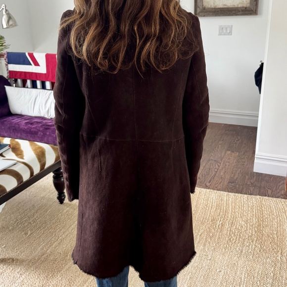 Maxfield Parrish Toscana Brown Soft Suede Lamb Shearling coat - Picture 2 of 13
